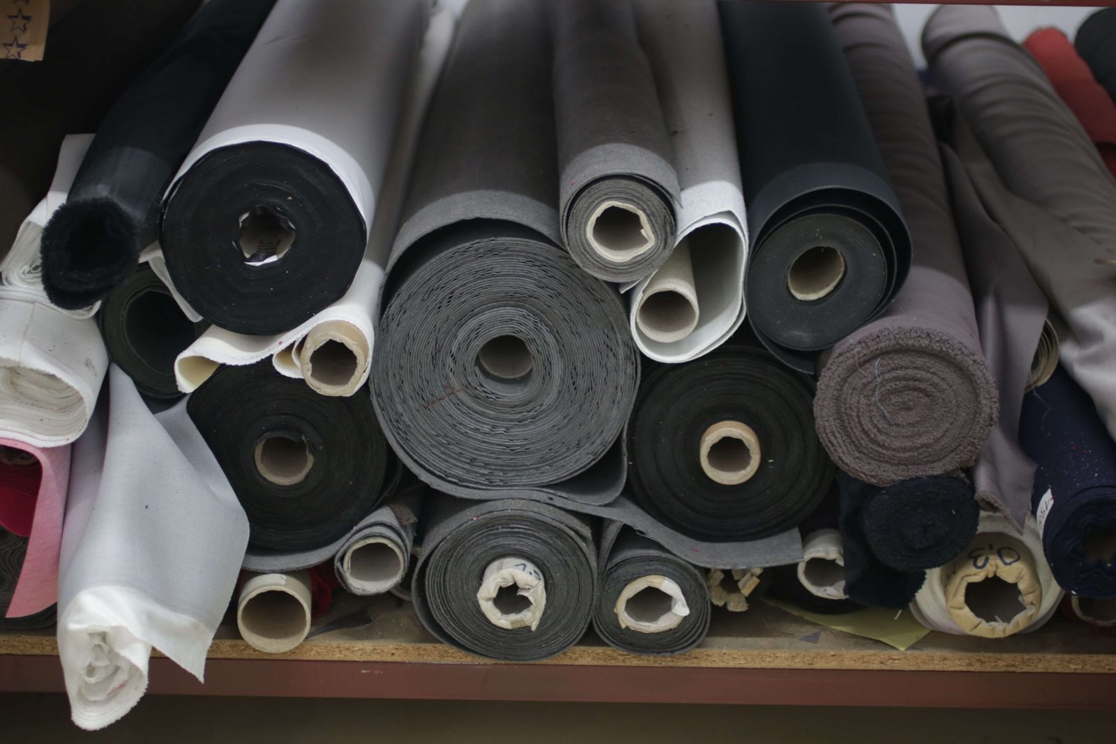 Rolls of leather and lining fabric